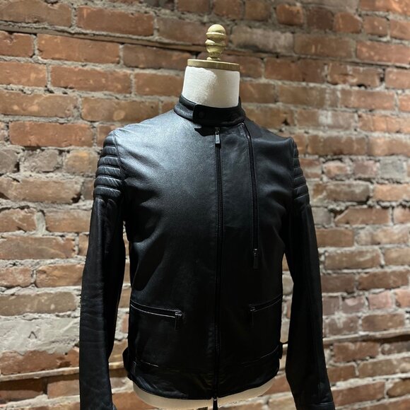 Porsche Design by BOSS Men’s Leather Biker Jacket - Picture 2 of 11